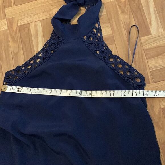 Lulus Dresses Lulus Any Way, Shape, Or Form Navy Blue Lace Halter Dress - Picture 8 of 11